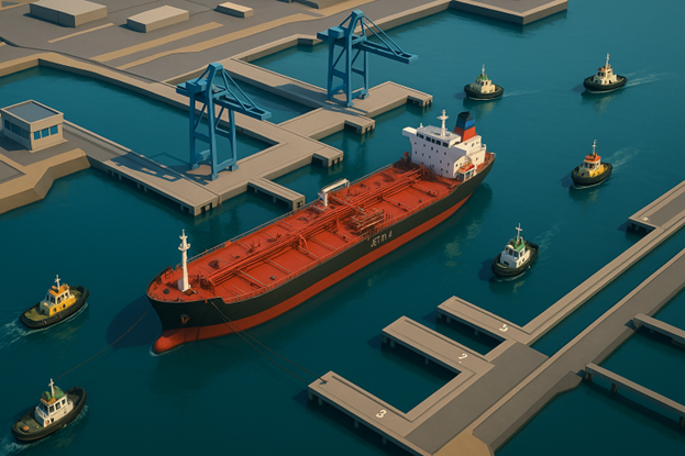 Engineers analyzing maritime data